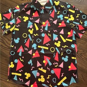 Mickey Mouse 90s Colorful Geometric Pattern Men's Shirt
